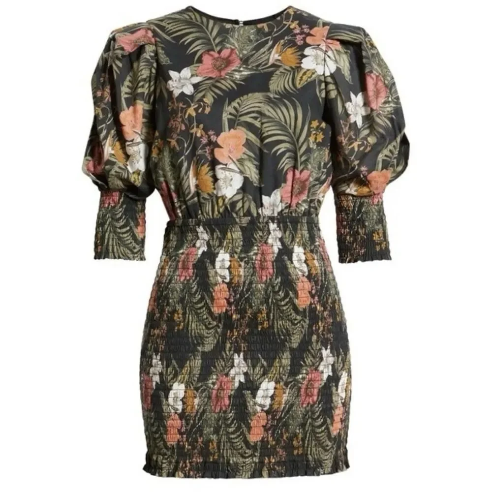 Rebecca Minkoff Geneva Dress Smocked Floral Print Dress. Sz XL